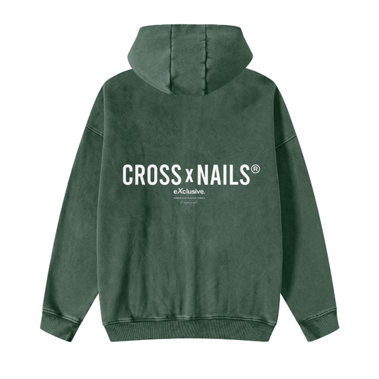 Crossxnails Weargood Acid Washed Zip Fleece  Hoodie Jacket - Crossxnails Weargood