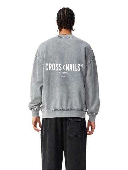  Crossxnails Oversize Sweatshirt includes features such as Basics, Casual, Street, Daily Casual, Home, Outdoor, School, Cotton, Washed, Long Sleeve, Drop Shoulder, Round Neck / O-neck, Regular, Loose,