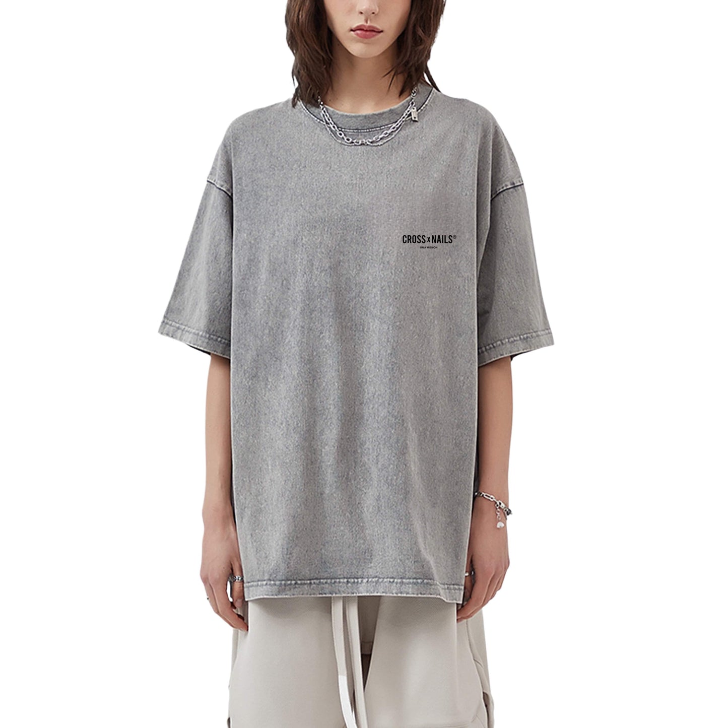 Crossxnails Acid Wash Oversize T-Shirt